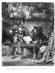 Primo incontro tra Faust e Mefistofele: “Perché tutto questo rumore”, dal Faust di Goethe, 1828, illustrazione